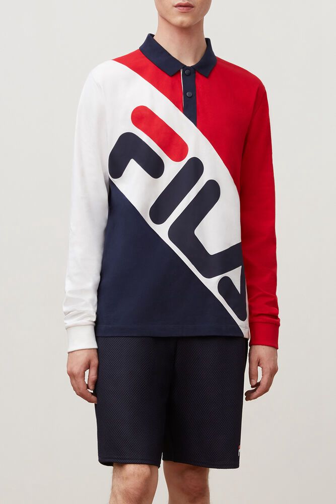 Fila Polo Mens Navy/White/Red - Taygen Rugby - Philippines 6298074-LY